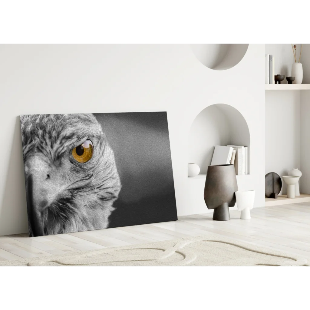 Majestic eagle golden eye black-and-white canvas wall art print