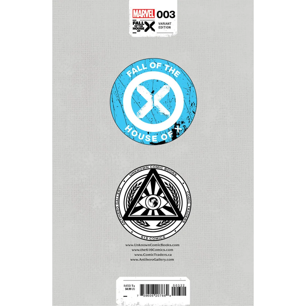 Comic book back cover with logos and barcode from X-Men Beach Variant Comics Ejikure Exclusive
