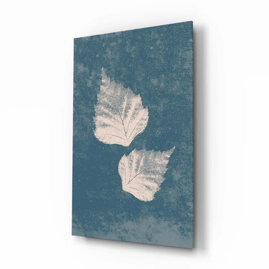 Stunning Blue Leaf Glass Wall Art with Textured Canvas Design | Insigneart USA | vintageantiquesgifts.com
