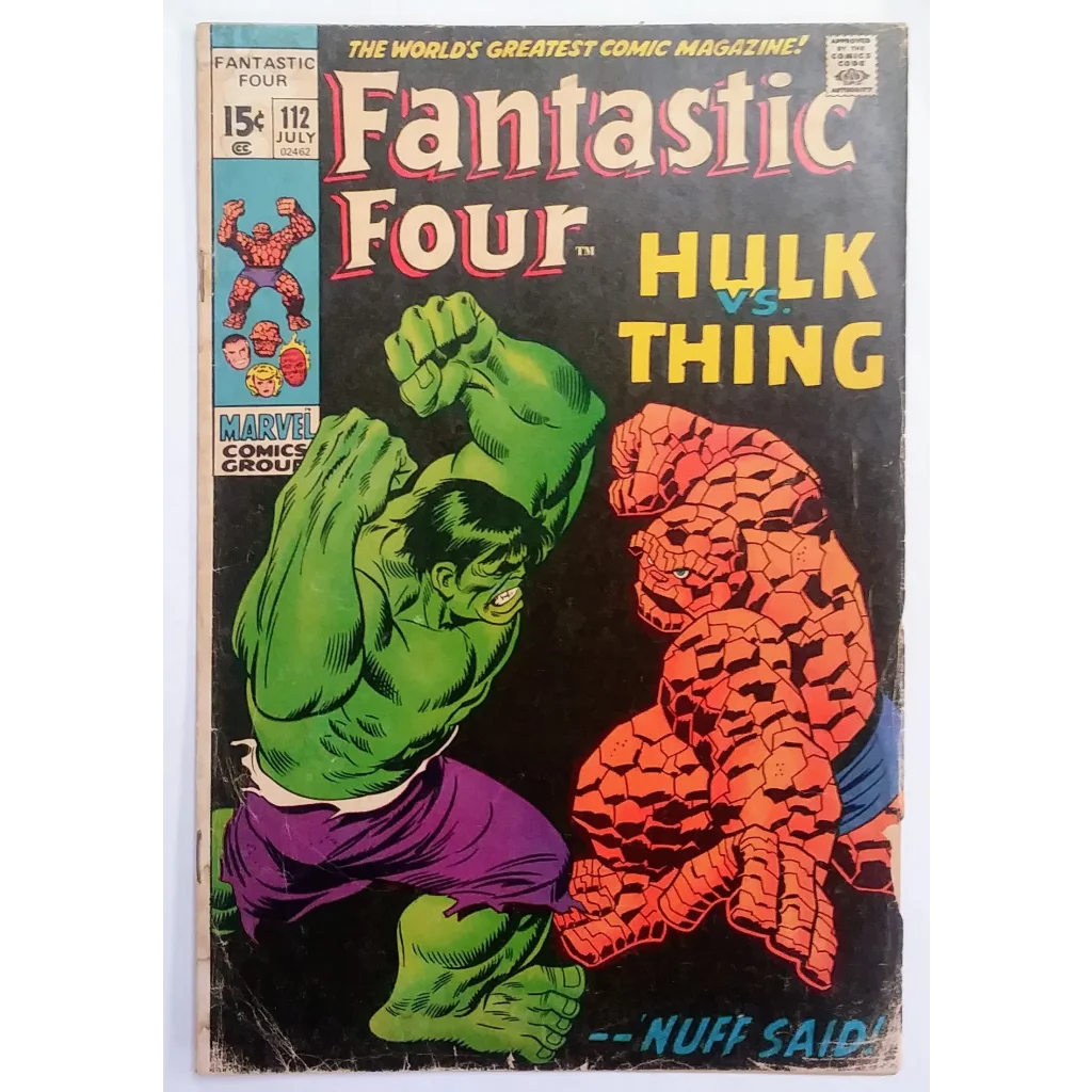 Fantastic Four Marvel Comics issue 112 Hulk vs Thing battle