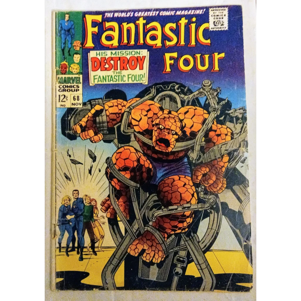 Fantastic Four Marvel Comics issue 68 cover with fiery armored foe