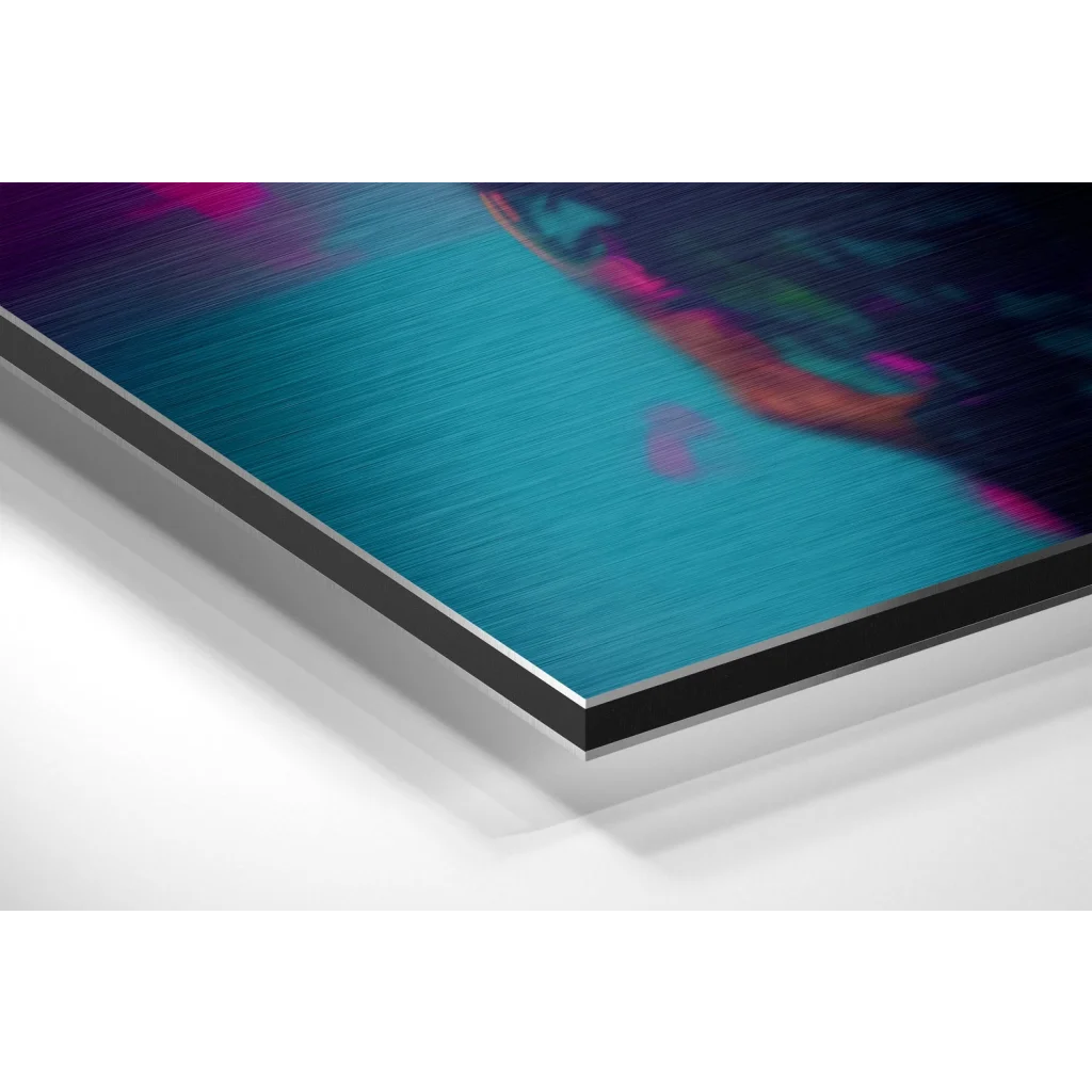 Vibrant panda graffiti on brushed aluminium dibond print