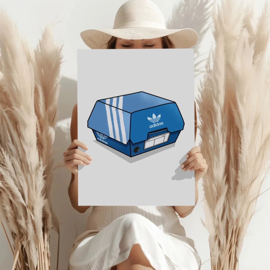 Insigne Aluminum Prints Blue Adidas Box Art with Vivid Colors | Contemporary Home Wall Art | vintageantiquesgifts.com