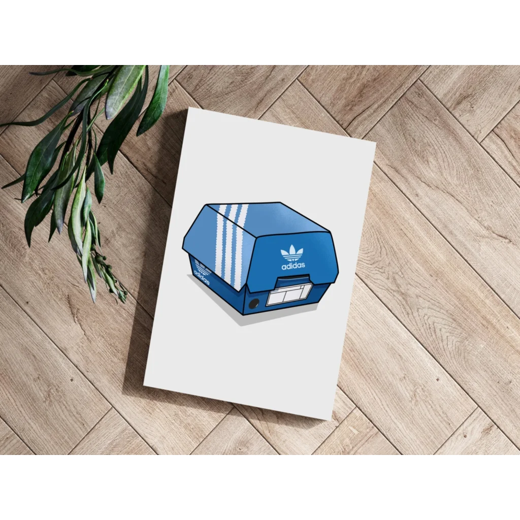 Insigne Aluminum Prints Blue Adidas Box Art with Vivid Colors | Modern Wall Art Decor | vintageantiquesgifts.com