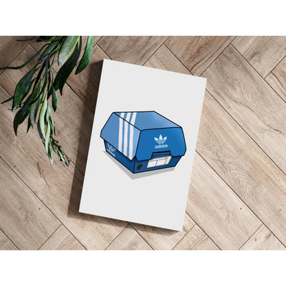 Insigne Aluminum Prints Blue Adidas Box Art with Vivid Colors | Modern Wall Art Decor | vintageantiquesgifts.com