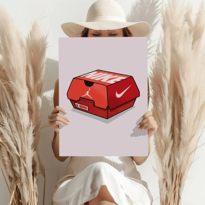 Red Nike Shoebox Insigne Aluminum Print Wall Art | Contemporary Home Wall Art | vintageantiquesgifts.com