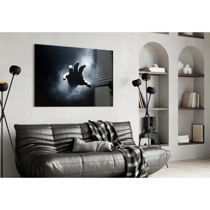 Reaching Hand Through Mist Black Canvas Wall Art | Contemporary Home Wall Art | vintageantiquesgifts.com