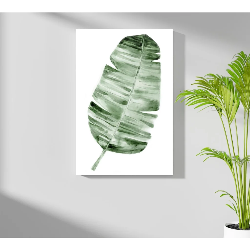 Stunning watercolor banana leaf on insigne aluminum print