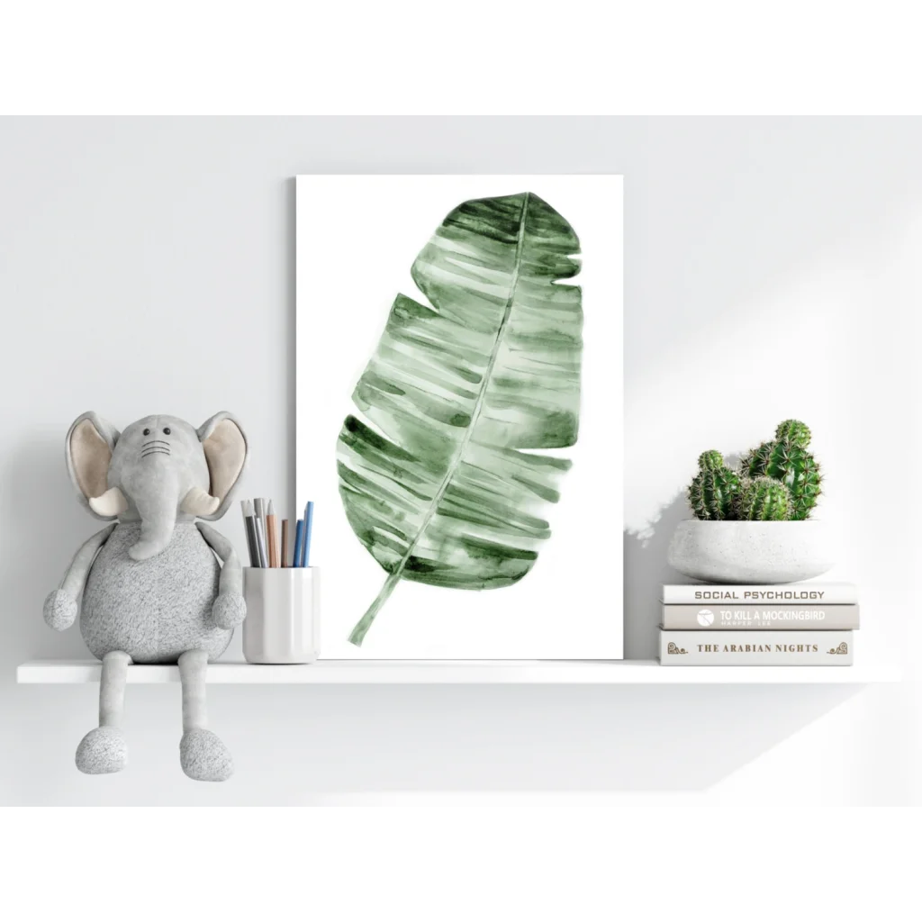 Stunning watercolor banana leaf on insigne aluminum print
