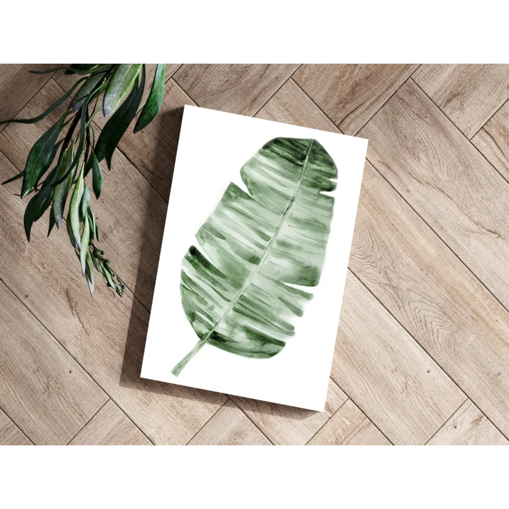 Watercolor banana leaf on insigne aluminum print