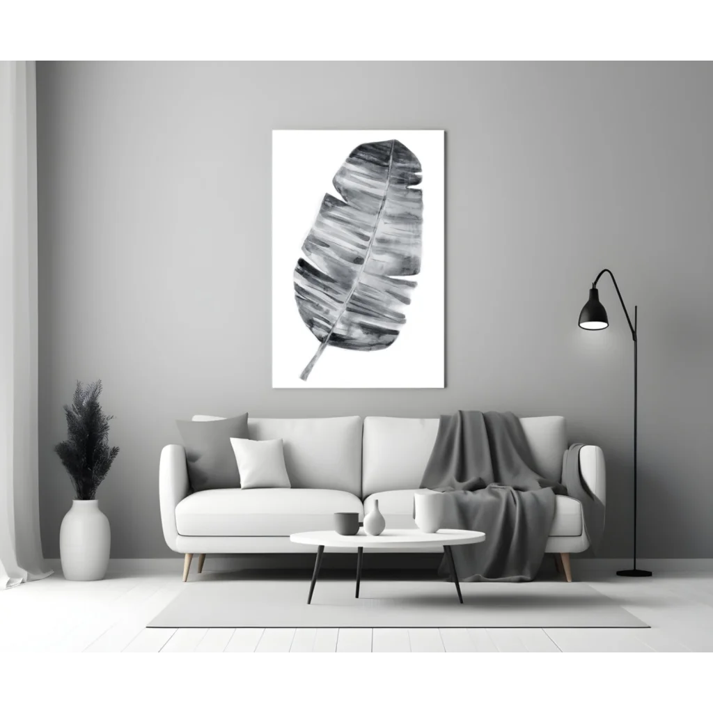 Stunning Banana Leaf Canvas Wall Art in Black and White | Modern Wall Art Decor | vintageantiquesgifts.com
