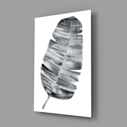 Stunning Banana Leaf Canvas Wall Art in Black and White | Glass Wall Art Print | vintageantiquesgifts.com