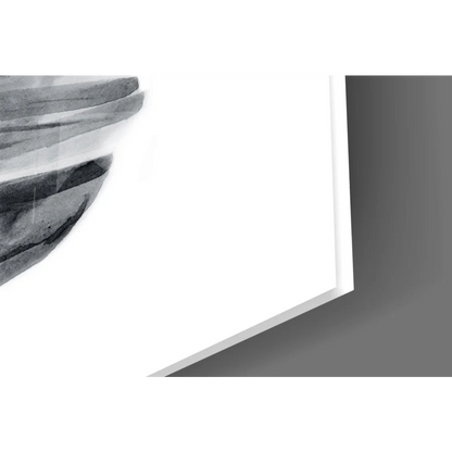 Minimalist black and white banana leaf wall art canvas print