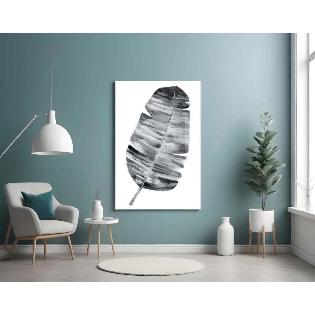 Stunning Banana Leaf Canvas Wall Art in Black and White | Contemporary Home Wall Art | vintageantiquesgifts.com