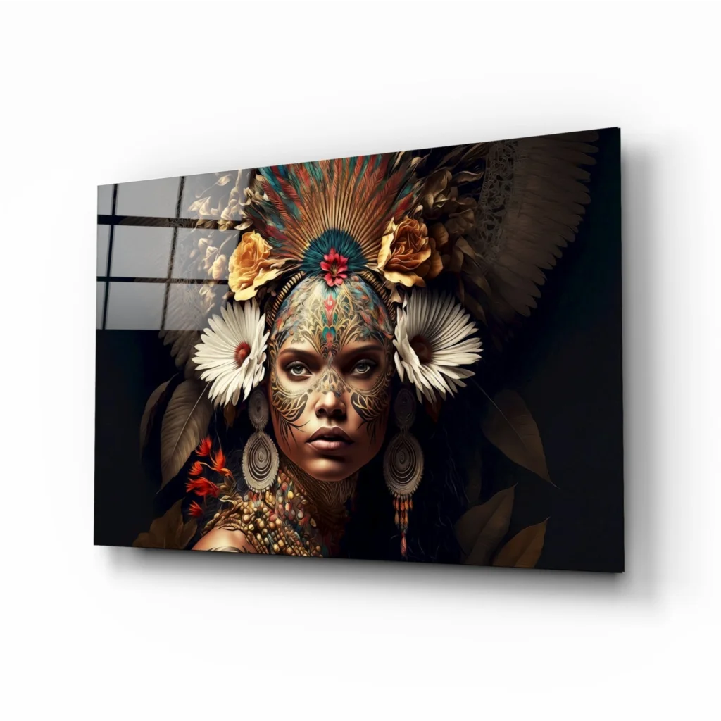 Feathered Goddess Portrait Canvas Wall Art | Insigneart USA | vintageantiquesgifts.com