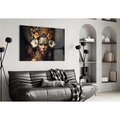 Feathered Goddess Portrait Canvas Wall Art | Contemporary Home Wall Art | vintageantiquesgifts.com