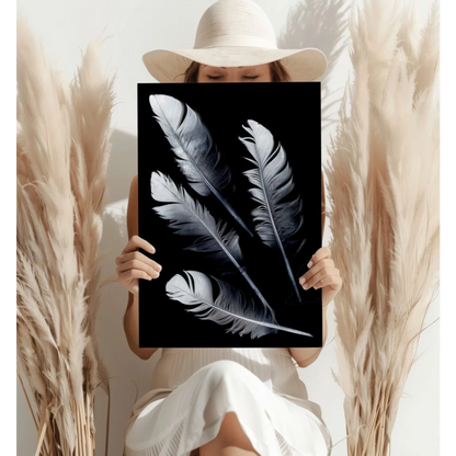 Stunning White Feathers Insigne Aluminum Prints | Contemporary Home Wall Art | vintageantiquesgifts.com