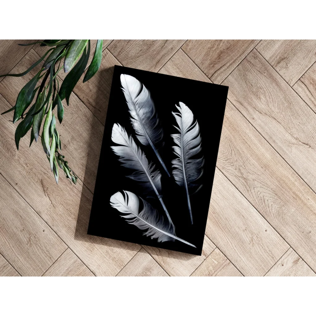 Stunning White Feathers Insigne Aluminum Prints | Modern Wall Art Decor | vintageantiquesgifts.com