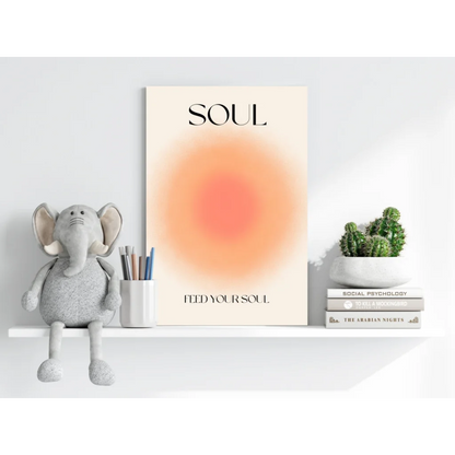 Beige canvas Feed Your Soul minimalist poster with orange gradient circle