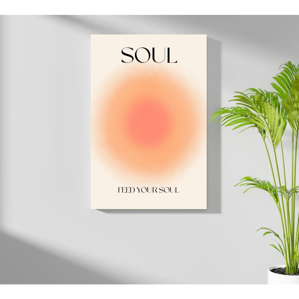 Creamy canvas art with orange gradient circle and Feed Your Soul text
