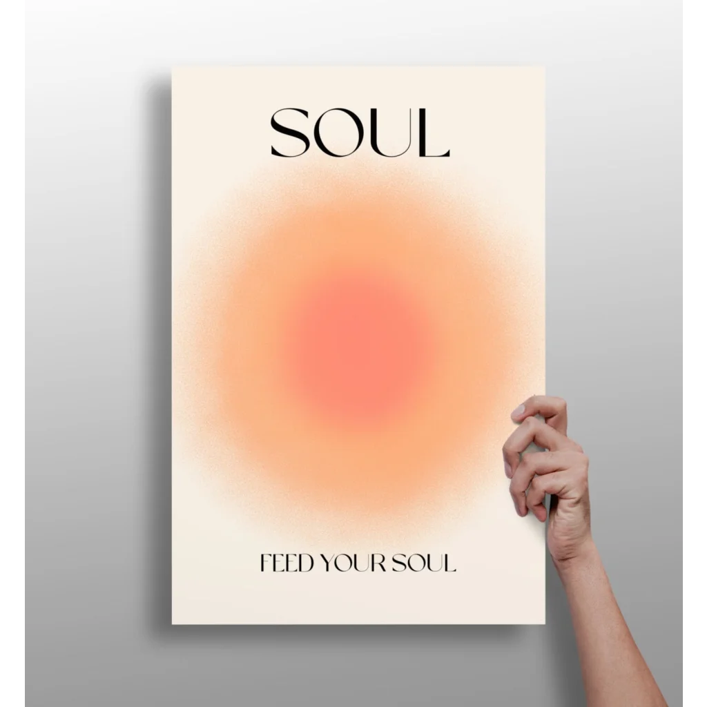 Feed Your Soul minimalist cream poster with orange gradient circle