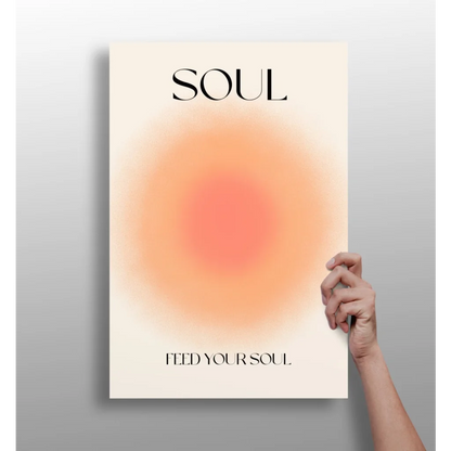 Feed Your Soul minimalist cream poster with orange gradient circle