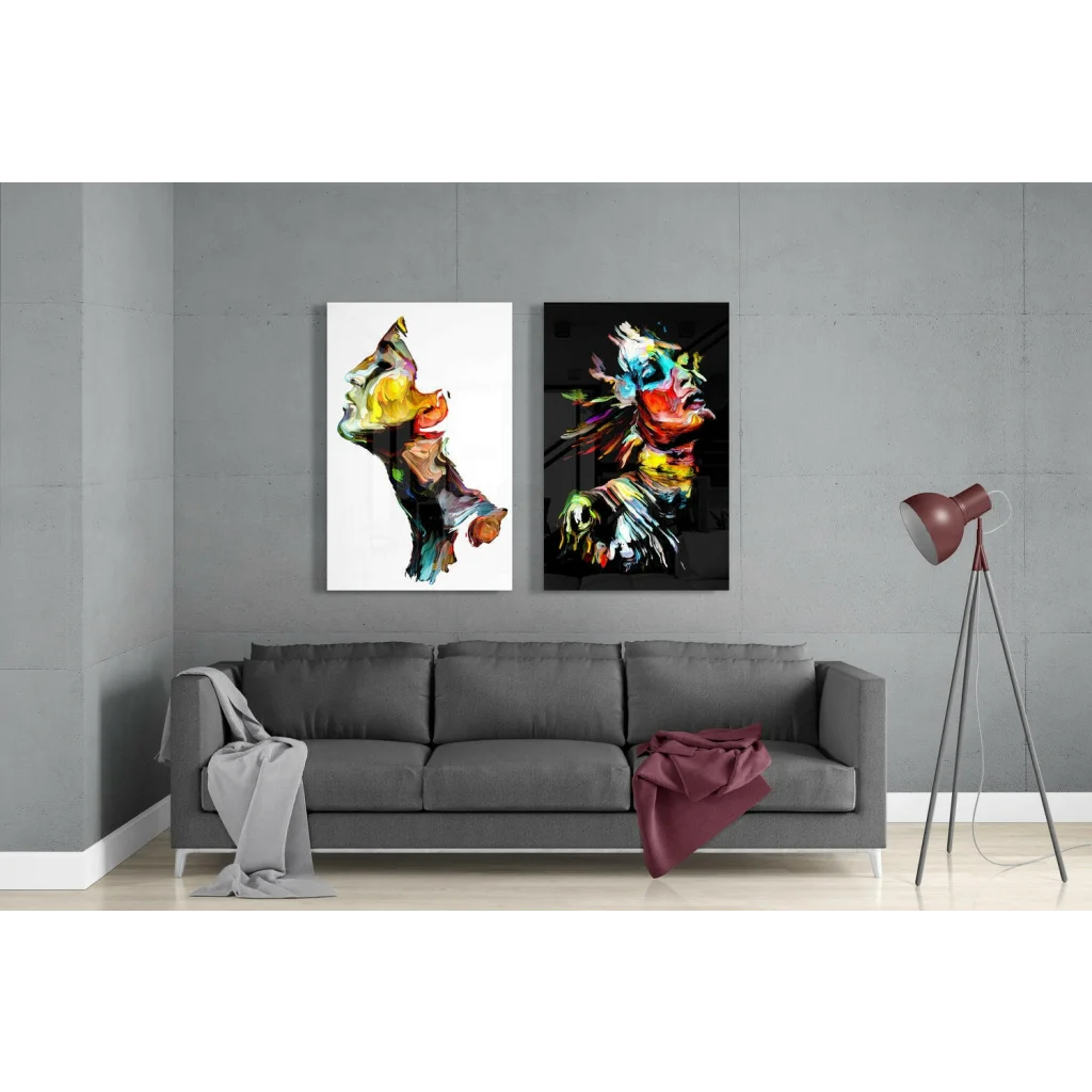 Feel the Music 2 Pieces Combine Glass Wall Art