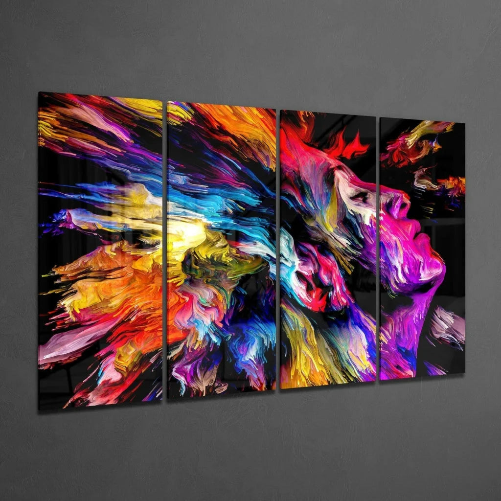 Explosive Color Burst Abstract Wall Art Canvas | Glass Wall Art Print | vintageantiquesgifts.com