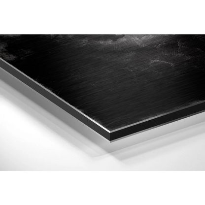 Stunning black abstract portrait on brushed aluminium dibond