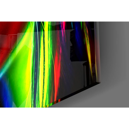 Neon Glow Portrait glass wall art with UV reactive rainbow streaks