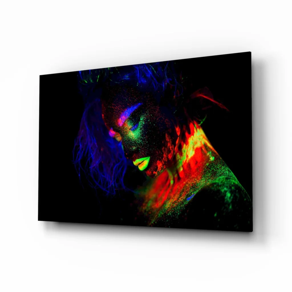 Neon Glow Portrait Canvas Wall Art with Fluorescent Body Paint | Insigneart USA | vintageantiquesgifts.com