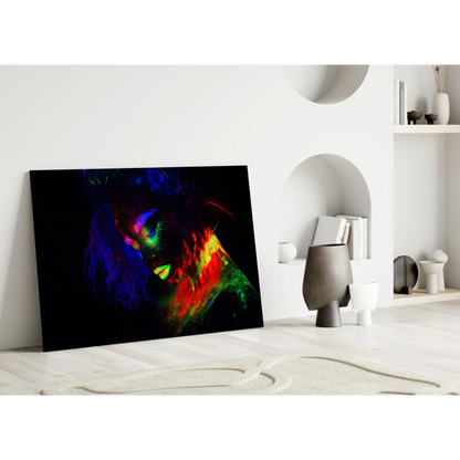 Neon Glow Portrait Canvas Wall Art with Fluorescent Body Paint | Modern Wall Art Decor | vintageantiquesgifts.com