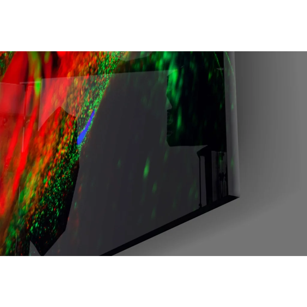 Vibrant neon glow portrait canvas wall art on sleek flat-screen TV