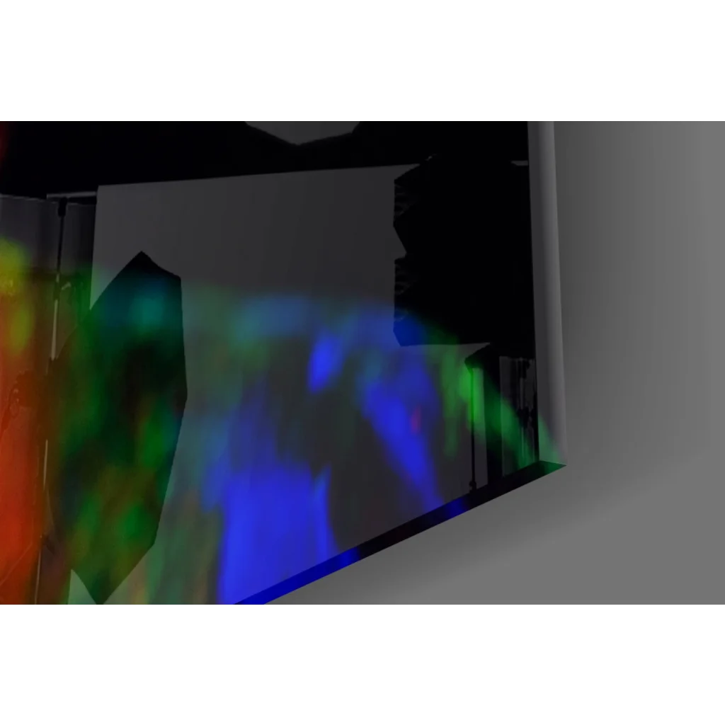 Neon Glow Portrait glass wall art with vibrant UV reactive rainbow lights