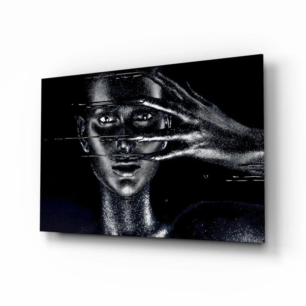 Shimmering Silver Portrait Canvas Wall Art With Metallic Glam | Insigneart USA | vintageantiquesgifts.com