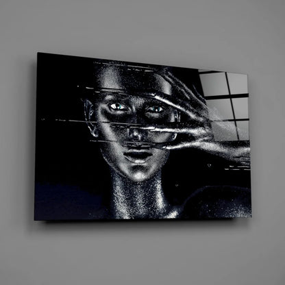 Shimmering Silver Portrait Canvas Wall Art With Metallic Glam | Glass Wall Art Print | vintageantiquesgifts.com