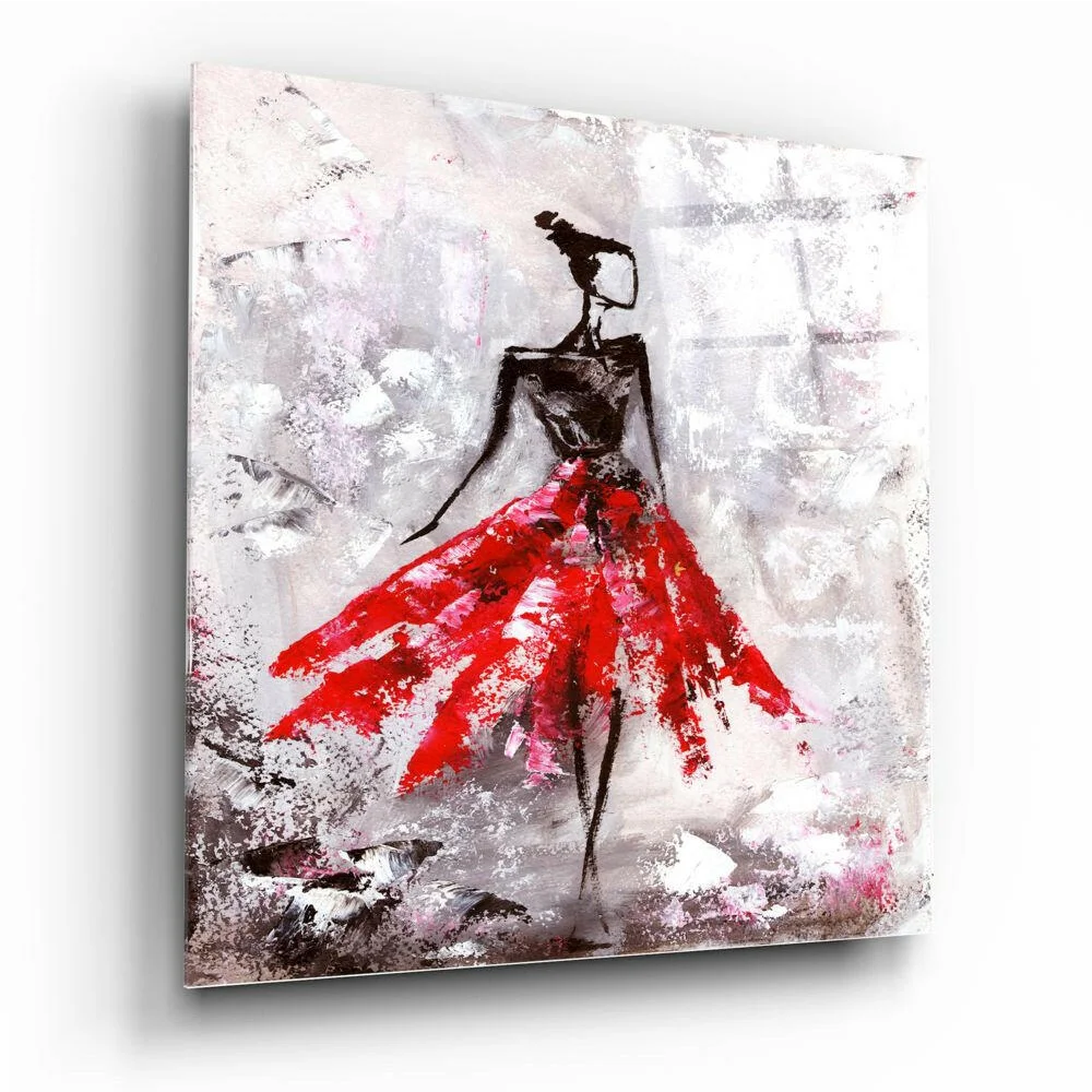 Vibrant red figure abstract canvas wall art for modern homes