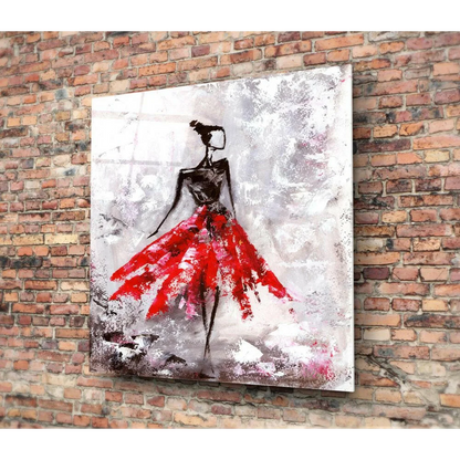 Vibrant red figure abstract wall art canvas for modern homes