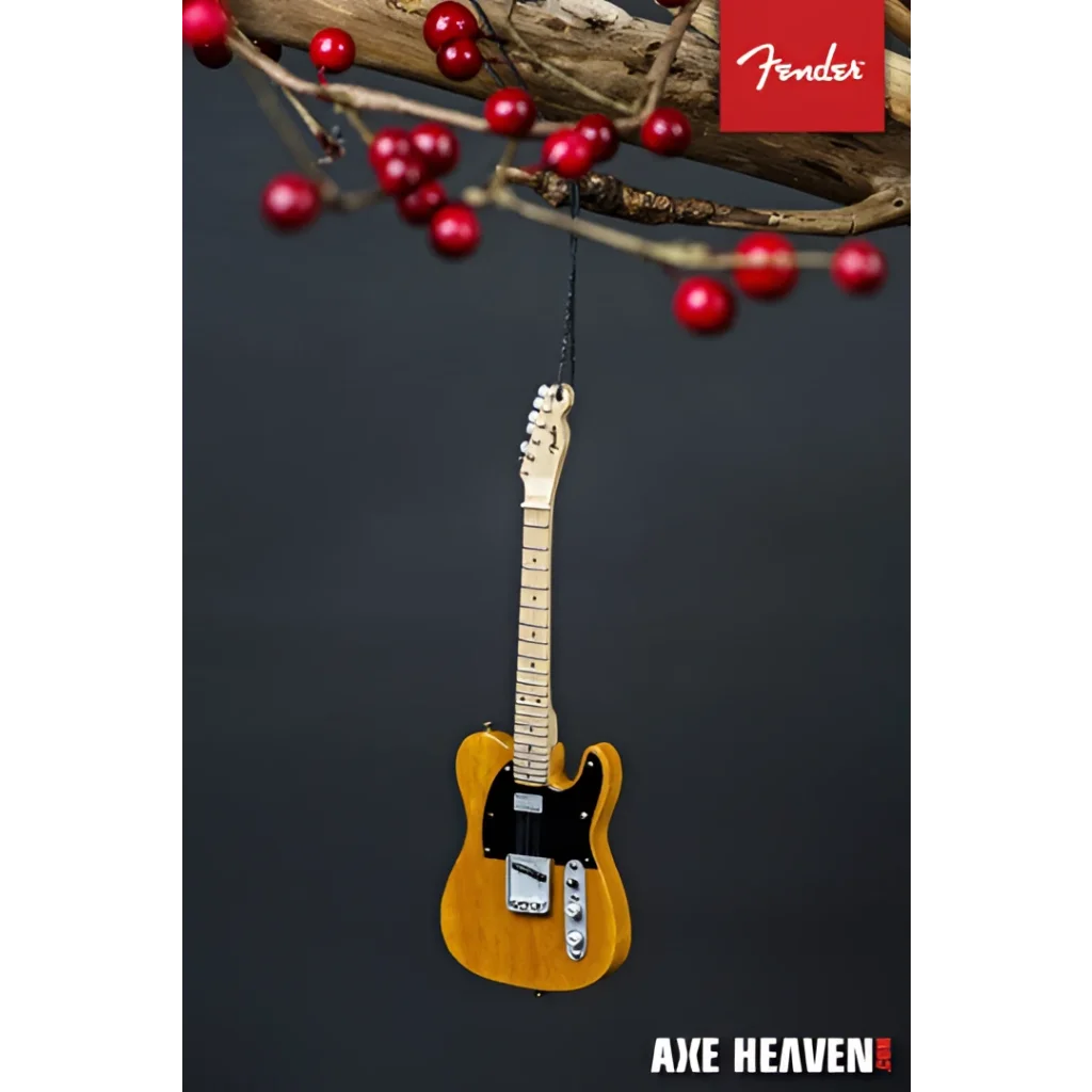 Fender 50s blonde Axe Heaven holiday ornament with yellow Telecaster body
