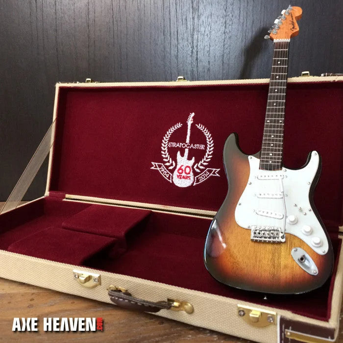 3D sunburst Stratocaster in Axe Heaven 60th Anniversary guitar case