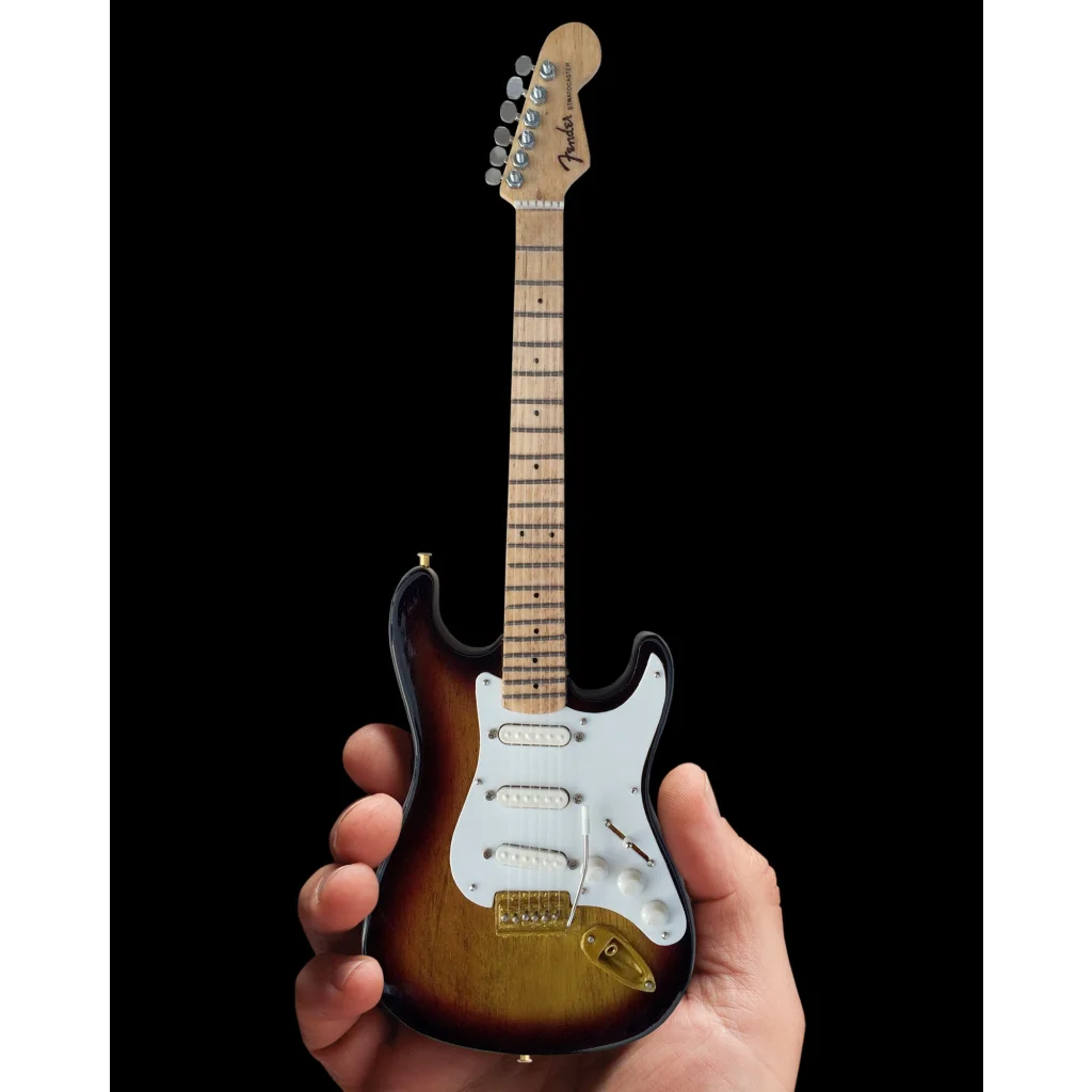 2-Tone Sunburst Fender Stratocaster Mini Guitar by Axe Heaven® on Adjustable A-Frame Stand