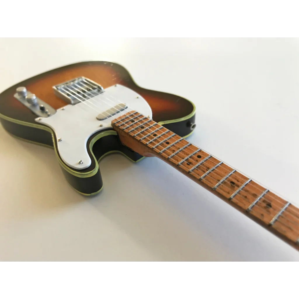 1950s sunburst Fender Telecaster mini guitar on adjustable A-frame stand