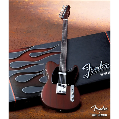 Brown Fender Telecaster Mini Replica by Axe Heaven with flame case and adjustable A-frame stand