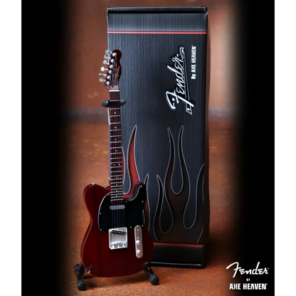 Red Axe Heaven Fender Telecaster Mini with flame design and stand