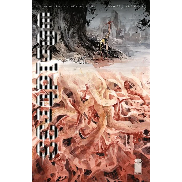 Fernando Blanco horror comics with dark surreal cover featuring tree, creature, and fleshy roots