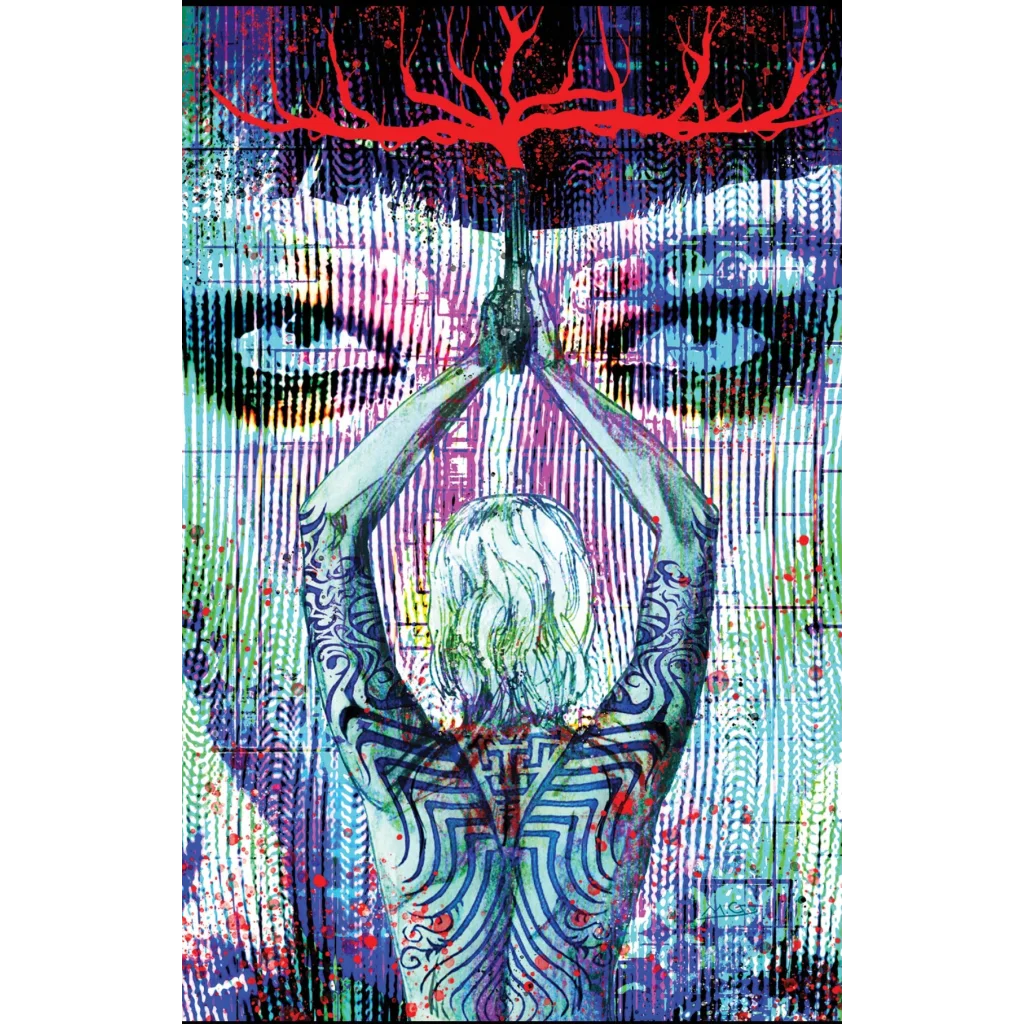 Psychedelic artwork with tattooed person and tree motif from Fernando Blanco comic