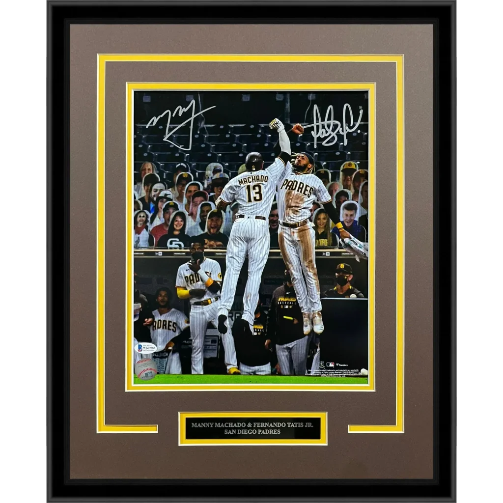Autographed San Diego Padres deluxe framed photo of Tatis Jr and Machado
