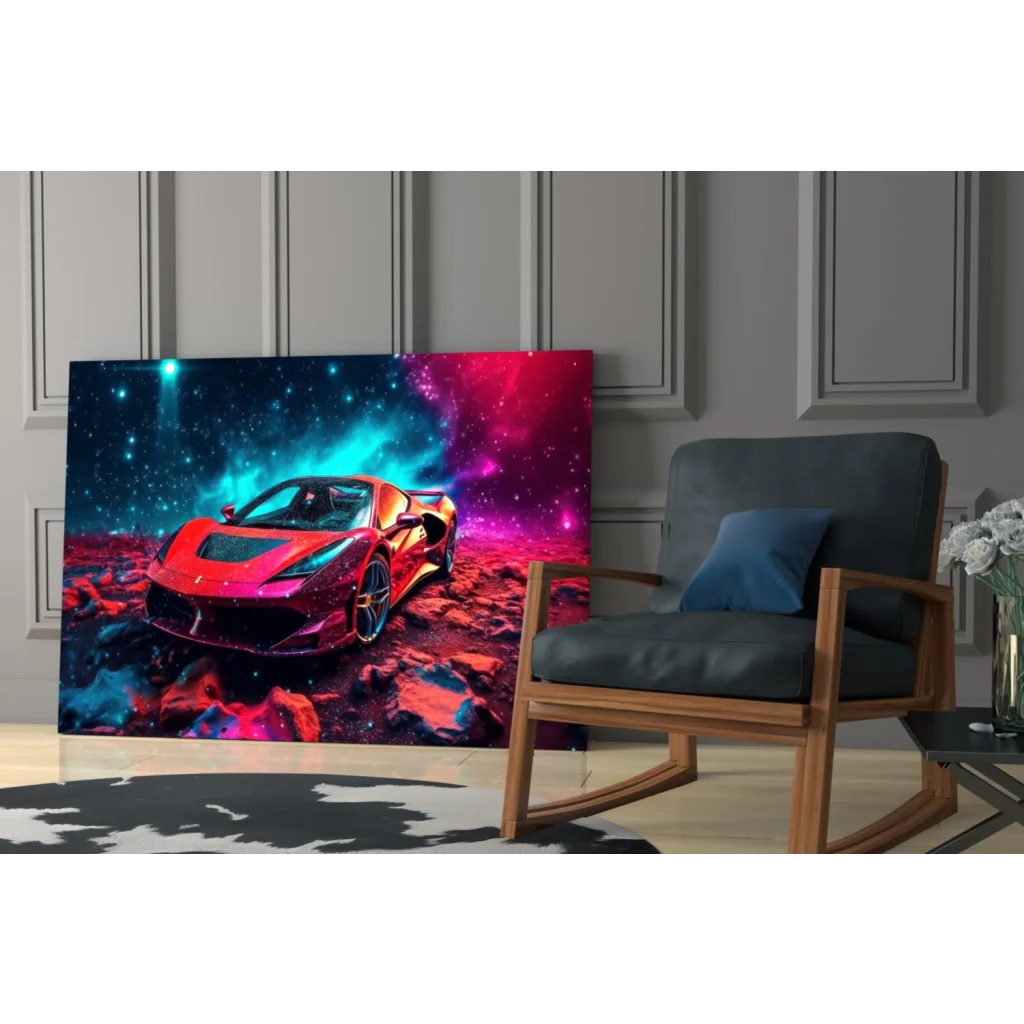2019 Ferrari 488 GTB cosmic space wall art canvas print