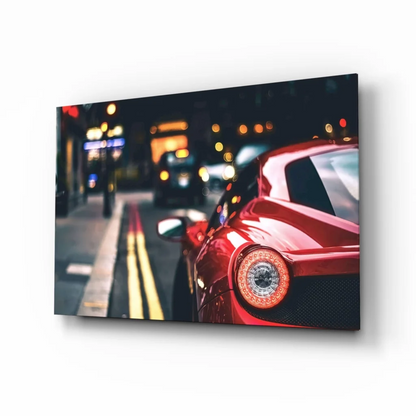 Ferrari Red Taillight Glass Wall Art Canvas Print | Insigneart USA | vintageantiquesgifts.com