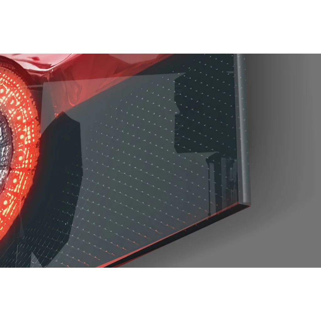 Ferrari red glossy carbon fiber racing car side panel glass wall art